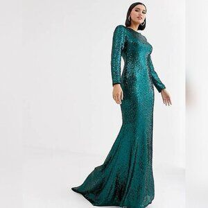 Emerald Green Sequin Maxi Dress